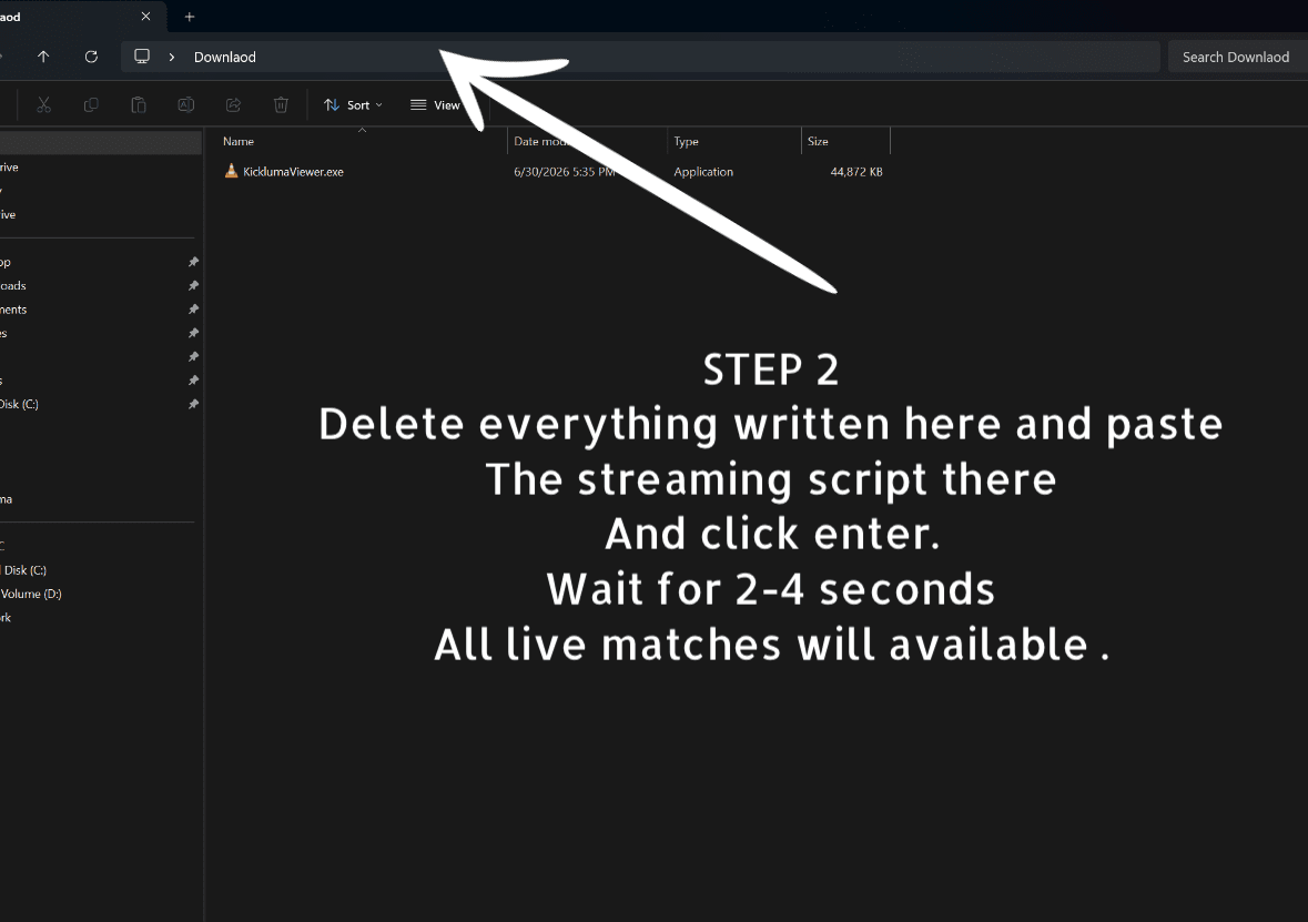 Kickluma Live Match Viewer instruction step 2
